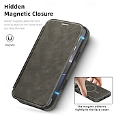cheap iPhone Cases-Phone Case For Apple AirTag iPhone 16 Pro Max Plus iPhone 15 14 Pro Max Plus iPhone 13 12 Pro Max Magnetic Adsorption Flip Cover Support Wireless Charging Card Slot Shockproof TPU PC PU Leather