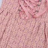 abordables Conjunto de Dirndl-Women's Bavarian Dirndl Dress Costume with Lace Apron and Blouse Pink Satin Embroidery Outfit for Oktoberfest Festival