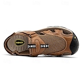 voordelige Buitensandalen-Bruine gesloten heren outdoor wandelsandalen met ademend mesh bovenwerk, gevoerde zool, avontuurlijke stijl voor volwassenen, geschikt voor bergpaden, boswandelingen, zomerkamperen