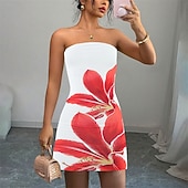 Women's Mini Dress Casual Dress Sexy Dress Fashion Outdoor Party Holiday Regular Fit Flower Sleeveless Strapless Black White Green Summer4