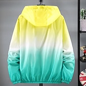baratos casacos ativos masculinos-Homens jaqueta leve Casaco exterior jaqueta de verão Férias Diário Filtro Solar Secagem Rápida Bolsos Verão Primavera Gradual Moda Clássico Com Capuz Padrão Amarelo Rosa claro Azul Laranja Casaco