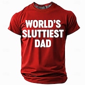 cheap Men&#039;s 3D T-shirts-Men&#039;s Funny Slang Father T Shirt Short Sleeve T shirt 3D Print Crew Neck Round Neck Shirt Fashion Daily Basic Street Casual Daily Black Red Blue Summer Spring All Seasons Clothing Apparel S M L XL