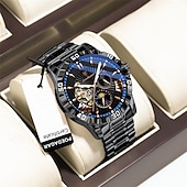 abordables Relojes mecánicos-Reloj de lujo de alta calidad para hombre, resistente al agua, luminoso, cronógrafo con fecha, reloj de acero inoxidable de cuarzo para hombre.