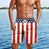  Tag der Unabhängigkeit Herren 250. Jahrestag des Unabhängigkeitstages der USA am 4. Juli US Flagge Patriotisch Badehosen Badeshorts Boardshorts Mittlere Taille Hawaiianisch Ferien Seitentaschen