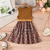preiswerte Casual Kleider-Kinder Mädchen Kleid Blumenkleid Schmetterling Blume Ärmellos Outdoor Lässig Knotenbinde Mode Niedlich Polyester Knielang Freizeitkleid A Linie Kleid Sommer Frühling Ab 4 Jahren Rosa Wein Purpur