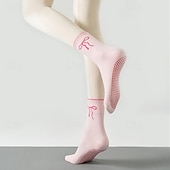 halpa Henkilökohtainen hoito ja terveys-3 paria pitäviä pilates-sukkia naisille, liukumattomat jooga-urheilusukat, pitkät puuvillaiset liukumattomat sukat silikonipisteillä, hengittävät hiljaiset barre-sukat sisätiloissa käytettäväksi