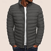 billiga Herrdunjackor och -parkas-varm bubbeljacka för män quiltad vadderad jacka med dragkedja ytterkläder utomhus vinterbomberjacka dragkedja kappa fritidskläder vindtät lättviktsjacka sport trenchcoat fiske klättring löpning