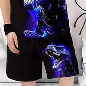 cheap Animais 3D do Menino-Boys 3D Dinosaur T-shirt &amp; Shorts Set Short Sleeve Summer Spring Sports Fashion Daily Kids 4-12 Years Crew Neck Outdoor Vacation Sports Tailored Fit