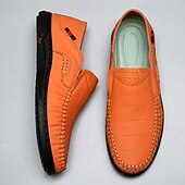 Χαμηλού Κόστους Slip-On Καθημερινά Παπούτσια-Ανδρικά πορτοκαλί μοκασίνια από τεχνητό δέρμα, άνετα, casual παπούτσια, ιδανικά για καθημερινή χρήση και χαλαρές εξόδους.