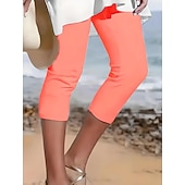  Damskie Spodnie capri Getry Urlop Moda Moda miejska Capris Wysoka talia Jednokolorowe Drukowanie Keep Warm Miękka Oddychający Elastyczny Codzienny Na zewnątrz Urlop Turkusowy Czarny Biały Fuksja Lato