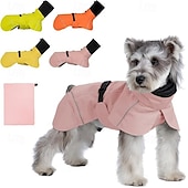baratos capa de chuva-capa de chuva para cachorro, capa de chuva impermeável com capuz, capa de chuva ajustável para animais de estimação com orifício para guia para cães de pequeno e médio porte