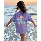 Fete 3D Soare Scrisă Tricou Manșon scurt Vară Primăvară Modă De Bază Copii 4-12 ani Stil Nautic În aer liber Casual Zilnic Fit regulat ieftine Desen animat 3D al fetei-Fete 3D Soare Scrisă Tricou Manșon scurt Vară Primăvară Modă De Bază Copii 4-12 ani Stil Nautic În aer liber Casual Zilnic Fit regulat