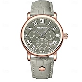 abordables Montres à quartz-Montre à quartz classique pour homme – style chronographe, bracelet en cuir étanche, montre-bracelet analogique décontractée pour le travail
