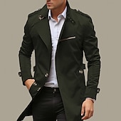 cheap Men&#039;s Trench Coat-Men&#039;s Transition Jacket Trench Coat Outdoor All Seasons Windbreaker Outerwear Clothing Apparel Streetwear Plain Front Pocket Lapel Single Breasted