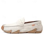 billiga Casual loafers-Vita herrloafers i konstläder med svart krokodilstruktur – eleganta och snygga slip-on-skor för semiformella evenemang, bröllop och avslappnade sammankomster