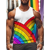 olcso Szivárványos grafikus pólók-LMBTQ Büszkeség Trikó Alkalmi Szivárványos csíkos Férfi Felnőttek Klub Pride Parade Büszkeség hónapja Farsang Könnyű farsangi jelmez