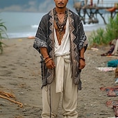 preiswerte Freizeithemden für Herren-Herren Hemd Freizeithemd Strandhemd Schultertücher Grau Halbarm Geometrisch Urlaub Hawaiianisch Bekleidung Polyester Mode Ethnisch Lässig Bequem