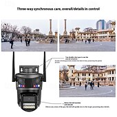 ieftine Camere Rețea IP Interior-Cameră de securitate Wi-Fi pentru exterior cu triplu obiectiv de 9MP – cameră de supraveghere PTZ cu urmărire automată, previzualizare pe 3 ecrane, vedere nocturnă, rezistență la apă IP66