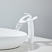 お買い得  浴室・洗面台用水栓金具-バスルームのシンクの蛇口 - 滝状吐水タイプ 電気メッキ センターセット シングルハンドルつの穴Bath Taps