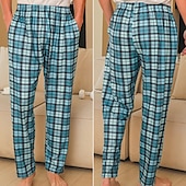 preiswerte Schlaf unten-Herren Freizeitkleidung Karierte hose Lounge Hose Karomuster Mode Klassisch Lässig Heim Täglich Bett Polyester Komfort Atmungsaktiv Weich Hose Elastischer Bund Frühling Herbst Schwarz Rote