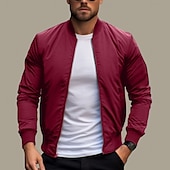 preiswerte Herrenjacken &amp; Herrenmäntel-Herren Bomberjacke übergangsjacke Alltagskleidung Leicht Reißverschluss Sommer Frühling Einfach Streetwear Kragen Regulär Schwarz Rot Dunkelblau Grau Jacken