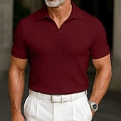 halpa Miesten klassinen poolopaita-Miesten Joustinneuletoppi Lihaspaita Työ Kausaliteetti V kaula-aukko Lyhythihainen Perus Moderni Yhtenäinen väri Kudottu Kesä Kevät kesä Tyköistuva Valkoinen Viininpunainen Laivaston sininen Vaalean