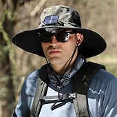 tanie Wentylatory-czapka z wentylatorem solarnym unisex kapelusz przeciwsłoneczny na zewnątrz z wbudowanym wentylatorem solarnym, szerokim rondem, ochrona UPF kapelusz typu bucket na wędrówki wędkarskie plażę