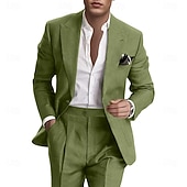 abordables Costumes décontractés-Pour des hommes Mariage Affaires Costumes en lin Revers en Pointe Rose Claire Bleu Ciel Mode Occasionnel Couleur Unie Coupe Standard 2 pièces Simple boutonnage un bouton