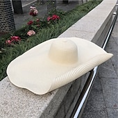 preiswerte Hüte-übergroßer Strand-Strohhut Damenmode großer Sonnenhut mit breiter Krempe Sommer-Roll-up-weicher Sonnenhut geeignet für Strandhut faltbar