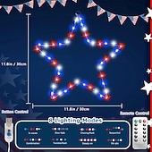 billige USB-drevet-1 stk patriotiske hengende lys smijern rød hvit blå femtakket stjerne 4. juli uavhengighetsdag 250-årsjubileum minnedag gårdsplass balkong veranda fest