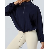 abordables Chaquetas impermeables-Mujer Sudadera tipo jersey Chaqueta para senderismo Chaqueta deportiva Al aire libre Elástico Trajes de senderismo Ropa de senderismo Otoño Sudadera Algodón Tenis Golf Corriendo Color sólido Violeta