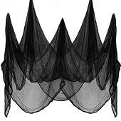 olcso Halloween kültéri dekoráció-halloweeni hátborzongató kendő 7 x 33 láb (2,15 x 10 m) szakadt gézszövet, vérfoltos akasztódekoráció, kísérteties kísértetház kültéri udvari jelenet kellék, szellemparti hangulatot kölcsönző