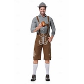 abordables Hombres-Oktoberfest Lederhosen Camisas Sombrero alpino bávaro Alemán alpino prados Hombre Fiesta Festival de Cerveza Paño de estilo tradicional
