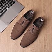 cheap Formal-Men&#039;s Oxfords Brogue Walking British PU Leather Suede Breathable Comfortable Slip Resistant Lace-up Dark Brown Black Blue Fall Winter
