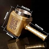 お買い得  マグカップ＆カップ-トールハンマービールジョッキ、オクトーバーフェストギフトマグ、ユニークなハンマー型のステンレススチール製ジョッキ、北欧神話にインスパイアされたトールハンマータンカード、男性向けのオタクギフト