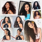 baratos Clip nas extensões-Extensão de cabelo 9 peças 22 extensões de cabelo cacheadas com clipe, longas, macias e grossas, sintéticas para mulheres - preto e marrom