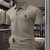 levne Pánské klasické polo-Pánské Kůň Waffle Polo košile Krátký rukáv Polo tričko Košile s límečkem Na běžné nošení Obchodní příležitostné Venkovní Obchod Noste do práce Denní nošení Knoflíky 3D tisk Léto Bílá Světlá růžov