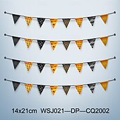 cheap Halloween Outdoor Decor-14x21/20X30cm Halloween Bunting Banner Spooky Party Decoration for Halloween Durable Fabric Banner with Ghost, Pumpkin, and Bat Designs  Indoor/Outdoor Hanging Decor for Home, Office, or Party Venues