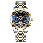 economico Orologi meccanici-Orologio da uomo con tourbillon meccanico automatico, orologio sportivo di lusso in acciaio inossidabile.