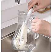economico Prodotti per la pulizia-Spazzola per tazze, lunghezza 26 cm, per tazze e pentole, adatta per biberon, design a forma di L.