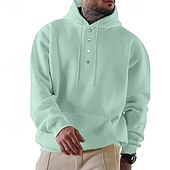 economico felpe con cappuccio da uomo di base-Per uomo Felpa con cappuccio Felpa con cappuccio abbottonata Aalbicocca Rosso bordeaux Nero Verde chiaro Verde militare Con Cappuccio Semplice Tasca Frontale Sport &amp; Outdoor Casuale Quotidiano