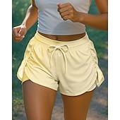 baratos Calções de corrida-Mulheres Shorts de Corrida Shorts franzidos Cintura elástica Com Cordão Calção Desportos e Ar livre Casual Secagem Rápida Leve Respirável Tênis Golfe Corrida Normal Roupa de esporte Roupas Esportivas