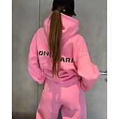 voordelige Trainingspakken-Dames Trainingspak Joggingbroeken Trainingsbroek Kant Zak Brief Sportoutfits Herfst Zwart Roze Training Sportkleding Hardlopen Thermisch Warm Winddicht Lange mouw Sport Sportkleding Rekbaar Normale