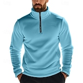 economico felpe in pile-Per uomo Felpa con cappuccio e zip Maglia Felpa con zip Felpa con cappuccio in pile Nero Verde militare Blu Cachi Grigio Colletto Mao Semplice Con zip Sport &amp; Outdoor Casuale Quotidiano Streetwear