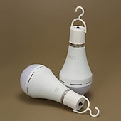 billige Dekorative lys-1 stk. multifunksjonelle oppladbare 12w LED-nødlyspærer, 60w tilsvarende 6000k lyssterk utendørs hengelampe for strømbrudd, camping og hagefester - e26/e27, ac100-240v