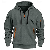 abordables sudaderas basicas hombre-Hombre Sudadera Sudadera con capucha y cremallera de un cuarto Negro Blanco Rojo Azul Piscina Caqui Con Capucha Plano Jacquard Bolsillo Deporte Diario Festivos Poliéster Ropa de calle Básico Casual