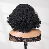 levne Syntetické paruky se síťkou-Syntetická krajková paruka Bouncy Curl Styl 12 inch Černá Střední část 13x4 krajka vpředu Paruka Dámské Paruka Černá
