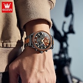 economico Orologi al quarzo-OLEVS 3645 orologio da uomo, orologio al quarzo originale di alta marca, cronografo multifunzionale in legno massello, orologio con fasi lunari