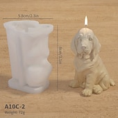 preiswerte Schimmel-8 Stück Hundeform Silikonform dreidimensionales Tier handgemachte Gips Ton KerzenhalterForm