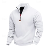 abordables Sudaderas Básicas_-Hombre Sudadera Sudadera con un cuarto de cremallera Albaricoque Negro Blanco Vino Rojo Media cremallera Plano Deporte Diario Festivos Poliéster Ropa de calle Básico Casual Primavera Otoño Ropa